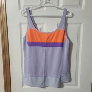 Sleeveless Lululemon Lavender Tank with Orange and Purple Accent